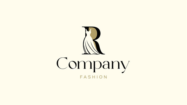 Elegant Fashion Company Logo with Dress and Letter R Design