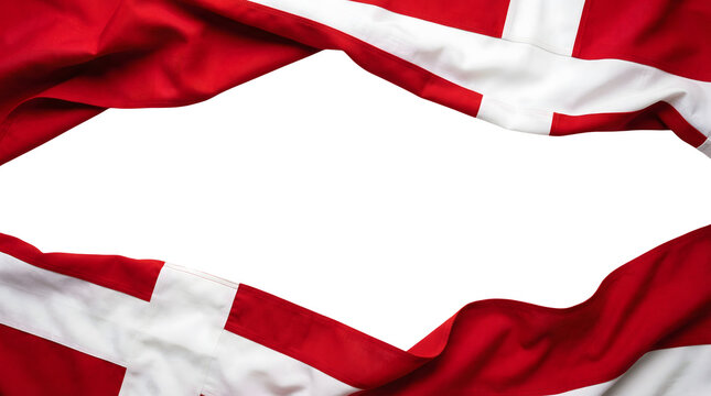 Red and white fabric with a blank white space in the center for text or design crumpled danish flag background
