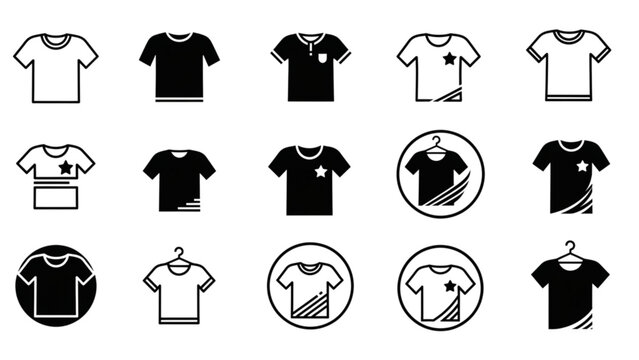 Collection of twelve different t-shirt styles and designs in flat vector icons Vector