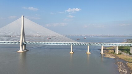 Obraz premium The scenery under the Yangtze River Bridge