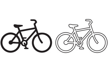 Fototapeta premium Two bicycle illustrations a black and white line art comparison