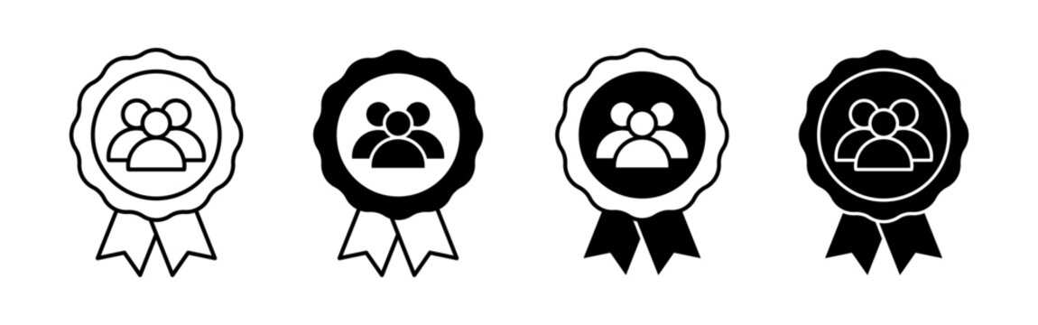 Group badge icon collection in monochrome styles representing team community people and social connection concepts