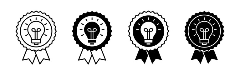 Idea badge icon collection with light bulb symbols in monochrome styles representing creativity innovation and inspiration concepts © drawnbybert