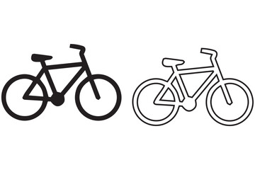Fototapeta premium Two black and white bicycle illustrations a simple line art representation