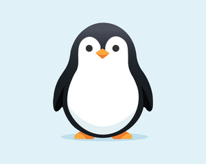 Cute Penguin Cartoon Character Flat Design Vector Illustration © Sidra