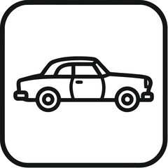 Fototapeta premium Thin Outline Black Car Silhouette Icon Symbol Representing Vintage Automotive Transportation