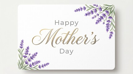 Obraz premium Happy Mother's Day greeting with purple lilac flowers on white background