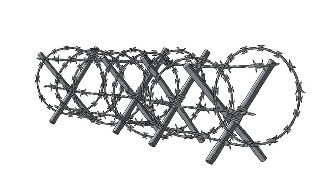 Barbed wire coil close up.