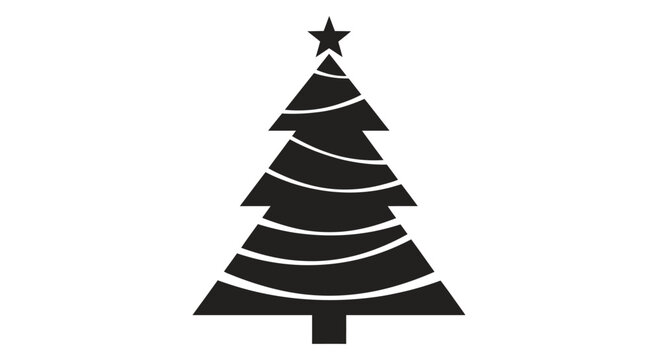 Black Christmas Tree Icon Shape.