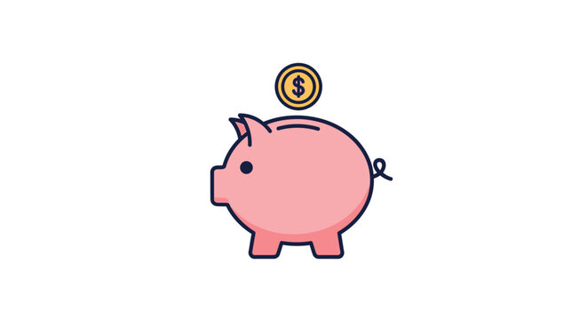 Pink Pig Saving Money Concept.