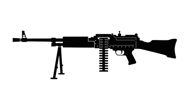Silhouette of a machine gun.