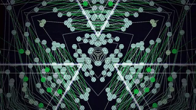 Vibrant green and white floral pattern on dark background