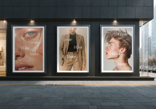 Fashion Storefront With Modern Poster Mockups PSD