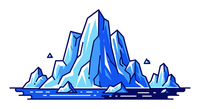 Illustration of a large iceberg floating.