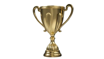 Fotobehang Goud Gleaming golden trophy with ornate handles and pedestal base  © Thaddeus