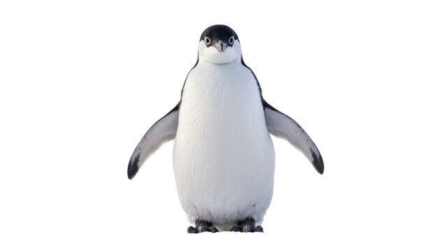 Standing Young Rockhopper Penguin with Black Head and White Body