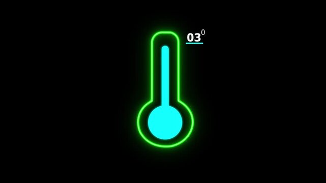 Neon Celsius thermometer displayed temperature 03 degree. Digital Temperature Meter Display 03&deg;C. That's indicates weather temperature 03 degree increase or decline.4k video.