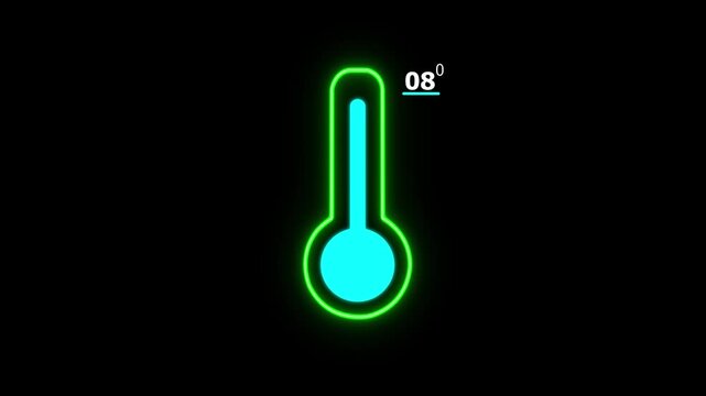 Neon Celsius thermometer displayed temperature 08 degree. Digital Temperature Meter Display 08&deg;C. That's indicates weather temperature 08 degree increase or decline.4k video.