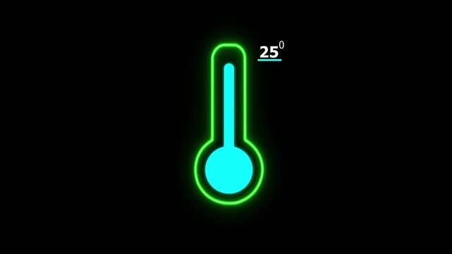 Neon Celsius thermometer displayed temperature 25 degree. Digital Temperature Meter Display 25&deg;C. That's indicates weather temperature 25 degree increase or decline.4k video.