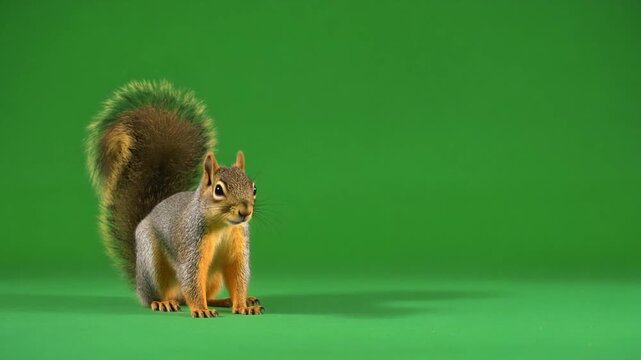 Squirrel Backgrounds Are Ideal for Animal Compositing Showing a Squirrel on a Green Screen Ready for Keying