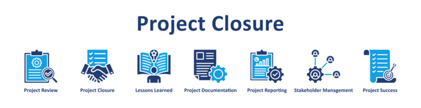 Project Closure icon banner and collection