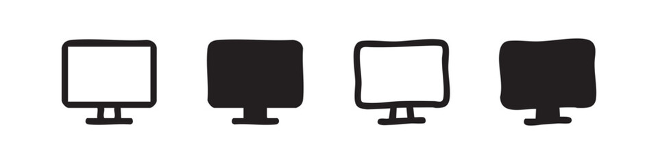 Four icons of computer monitors, some filled, some outlined, with stands © liubomir118809