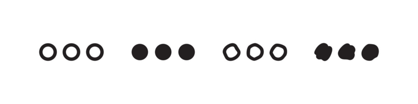 Four black and white icons representing a series of circles or dots.