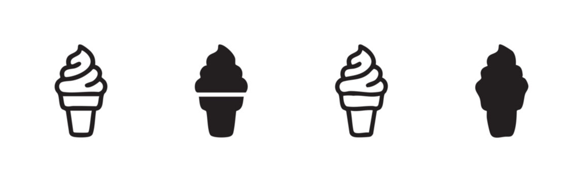 Soft Serve Ice Cream Icon Set Vector - Sweet Summer Dessert Symbols
