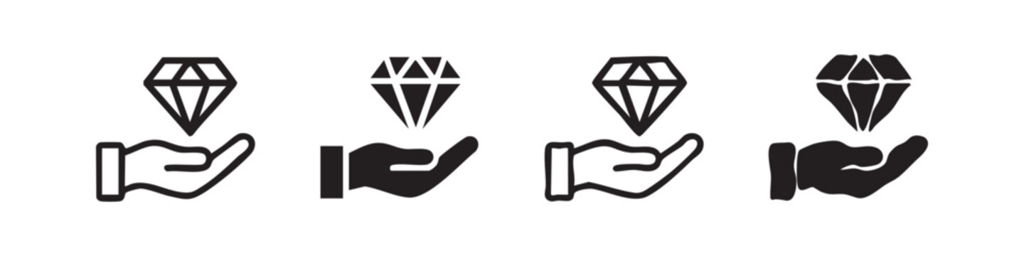 Hand holding diamond icon - value, luxury, precious, gem, quality