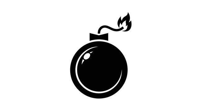 Exploding Bomb Icon with Burning Fuse - Danger Symbol