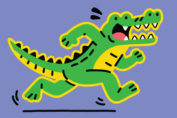 Fototapeta premium Cute Alligator Mascot Vector Running Illustration Creative Design Template 