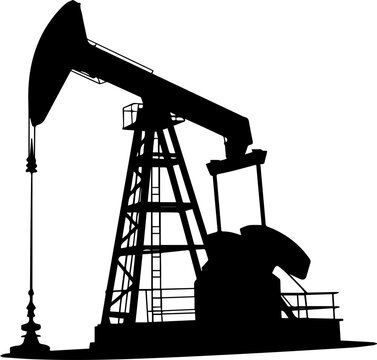 Oil Pump Jack Silhouette Vector Illustration of Industrial Drilling Equipment for Petroleum Energy Industry