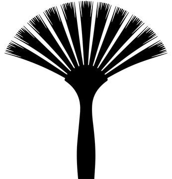 Black Fan Brush Silhouette Vector Icon Isolated on White Background