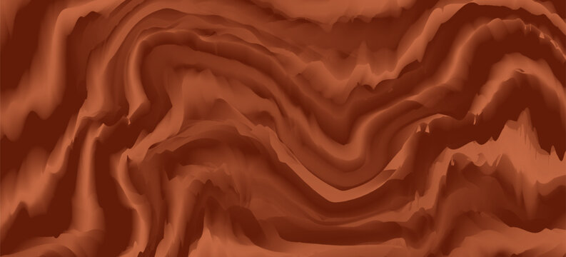 Retro coffee color background. Milk chocolate liquid dessert texture. Wavy swirl candy pattern for poster, cover, banner, pamphlet. Vintage brown trippy hippie wallpaper in 60s or 70s style. eps 10