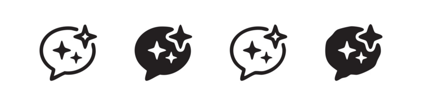 Sparkling Chat Bubble Icon Set for AI and Digital Messages