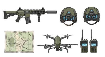 Military tactical gear equipment set. © sugi