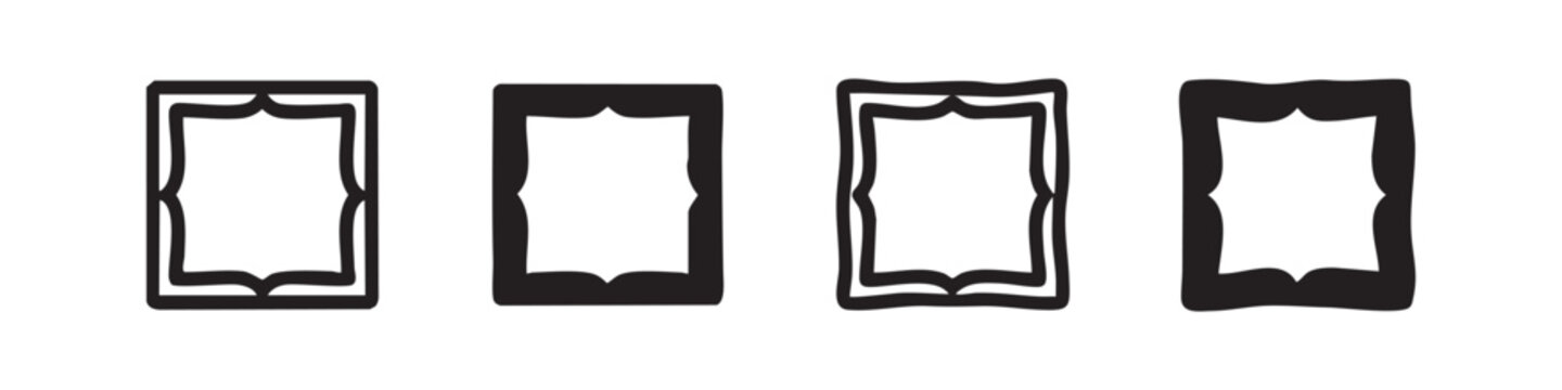 Four rectangular frame icons with decorative borders