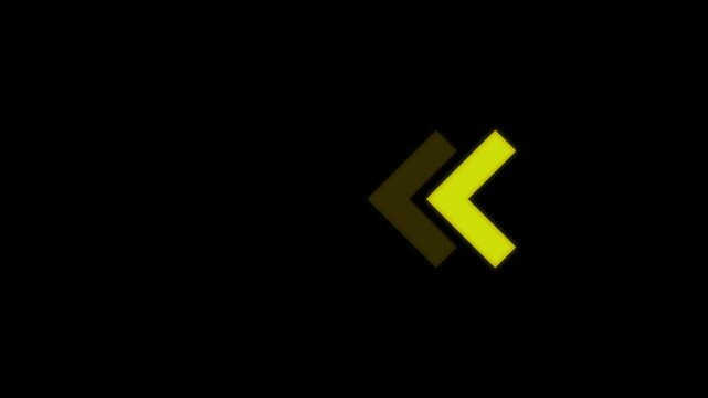 Animated traffic directional arrows sign. Left arrow for road direction.