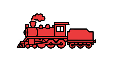Red Vintage Steam Locomotive Train Engine. © sugi