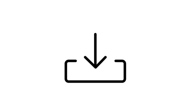 Animated Download Icon Line Style Loading Symbol on White Background