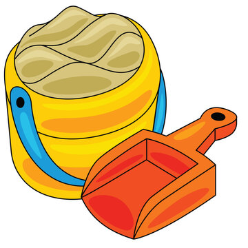 Sand Bucket and Shovel Illustration