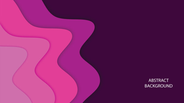 Abstract Pink Wavy Background with Layered Paper Cut Style and Gradient Curves