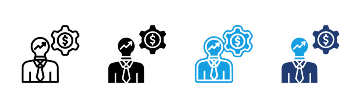 Business Solution icon multiple style collection