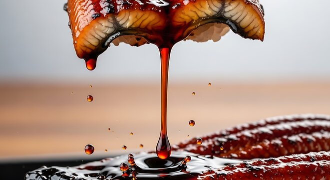 Red liquid pouring down from above, creating ripples on surface