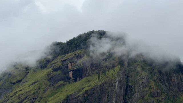 Ella Rock Sri Lanka clouds rolling over mountain peak hill country landscape