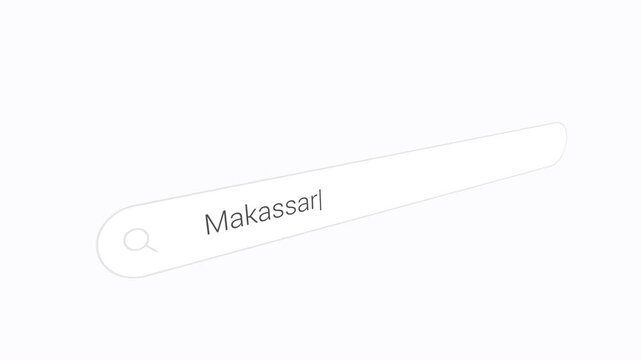 Searching Makassar In The Internet Browser. Close Up Shot