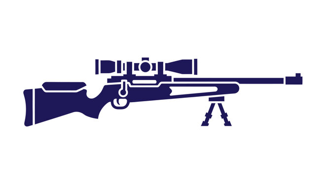 Sniper rifle with scope and bipod.