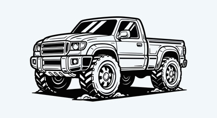 Black and white off road truck illustration © Stok