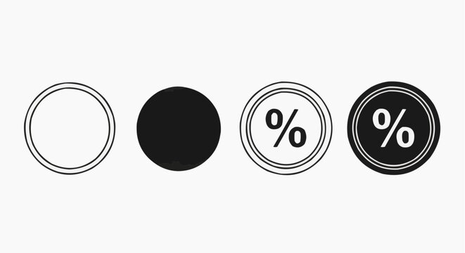 Set of Percentage Discount Badge Icons - Sale, Offer, and Promotion Vector Symbols