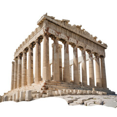 Fototapeta premium The ancient parthenon temple located on the acropolis of athens isolated on white background